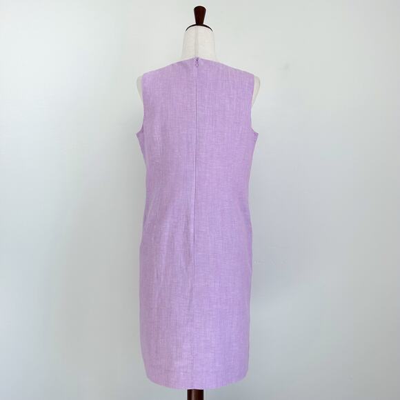 Talbots Lilac Embroidered Linen Sleeveless Dress - Picture 8 of 10